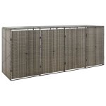 Prolenta premium - abri pour poubelle quadruple gris 274x80x117 cm rsine tresse