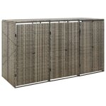Prolenta premium - abri pour poubelle triple gris 207x80x117 cm rsine tresse