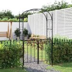 Prolenta premium - arche de jardin avec portail noir 108x45x235 cm acier