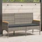 Prolenta premium - banc de jardin 3 places avec coussins gris r�sine tress�e