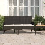 Prolenta premium - banc de jardin a 3 places avec coussins noir rsine tresse