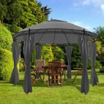 Prolenta premium - belv�d�re avec rideaux rond 3, 5 x 2, 7 m anthracite