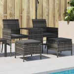 Prolenta premium - canap de jardin 2 places avec table et tabourets gris rotin