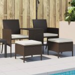 Prolenta premium - canap de jardin 2 places avec table et tabourets marron rotin
