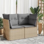 Prolenta premium - canap� de jardin avec coussins 2 places beige r�sine tress�e