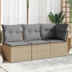 Prolenta premium - canap� de jardin avec coussins 3 places beige r�sine tress�e