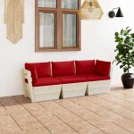 Prolenta premium - canap� palette a 3 places de jardin avec coussins bois d'�pic�a