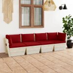 Prolenta premium - canap� palette a 4 places de jardin avec coussins bois d'�pic�a