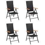 Prolenta premium - chaises de jardin lot de 4 r�sine tress�e noir
