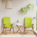 Prolenta premium - chaises de jardin inclinables lot de 2 et coussins teck massif