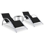 Prolenta premium - chaises longues lot de 2 avec table aluminium noir