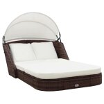 Prolenta premium - chaise longue avec auvent rsine tresse marron