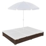 Prolenta premium - chaise longue d'extrieur avec parasol rsine tresse marron