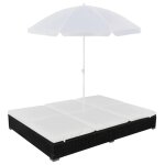 Prolenta premium - chaise longue d'ext�rieur avec parasol r�sine tress�e noir