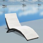 Prolenta premium - chaise longue pliable avec coussin r�sine tress�e noir