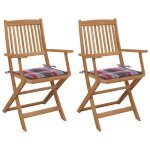 Prolenta premium - chaises pliables de jardin lot de 2 avec coussins bois d'acacia