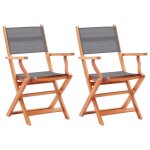 Prolenta premium - chaises pliables de jardin lot de 2 gris eucalyptus textil�ne