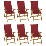 Prolenta premium - chaises pliables de jardin lot de 6 avec coussins bois d'acacia