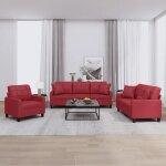 Prolenta premium - ensemble de canaps 3 pcs et coussins rouge bordeaux similicuir