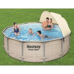 Prolenta premium - ensemble de piscine avec auvent power steel 396x107 cm