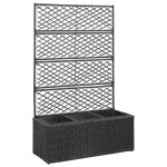 Prolenta premium - jardinire en treillis 3 pots 83x30x130 cm rsine tresse noir