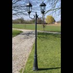 Prolenta premium - lampadaire de jardin 2 bras 230 cm vert fonc� / noir aluminium