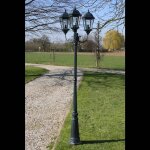 Prolenta premium - lampadaire de jardin 3 bras 230 cm vert fonc� / noir aluminium