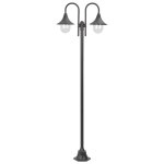 Prolenta premium - lampadaire de jardin e27 220 cm aluminium 2 lanternes bronze