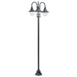 Prolenta premium - lampadaire de jardin e27 220cm aluminium 3 lanternes vert fonc�