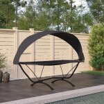 Prolenta premium - lit de repos d'ext�rieur avec auvent noir acier et tissu oxford