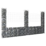 Prolenta premium - panier de gabion en forme de u avec 3 poteaux fer 260x20x150 cm