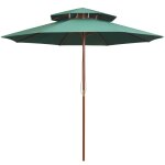 Prolenta premium - parasol a deux etages avec poteau en bois 270 x 270 cm vert