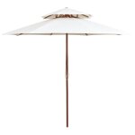 Prolenta premium - parasol a deux etages avec poteau en bois blanc crme