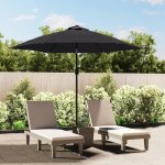 Prolenta premium - parasol d'ext�rieur avec lumi�res led et m�t en acier noir