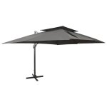 Prolenta premium - parasol de jardin d�port� avec double plateau anthracite 400 x 300 cm