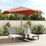 Prolenta premium - parasol de jardin avec m�t en bois terre cuite 300x300x273 cm