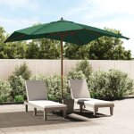 Prolenta premium - parasol de jardin avec m�t en bois vert 300x300x273 cm