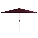 Prolenta premium - parasol de jardin avec m�t en m�tal 390 cm rouge bordeaux