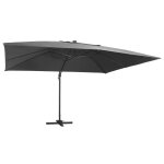 Prolenta premium - parasol de jardin en porte - a - faux lumi�res led m�t en aluminium