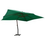 Prolenta premium - parasol de jardin en porte - a - faux avec m�t en bois vert