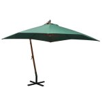 Prolenta premium - parasol suspendu avec poteau en bois 300x300 cm vert