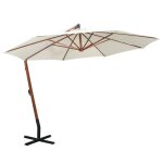 Prolenta premium - parasol suspendu avec poteau en bois 350 cm blanc