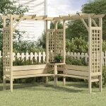 Prolenta premium - pergola d'angle avec banc bois de pin imprgn