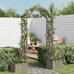 Prolenta premium - pergola de jardin avec jardini�re gris bois pin massif