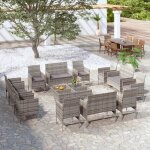 Prolenta premium - salon de jardin 16 pcs avec coussins r�sine tress�e gris