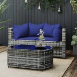 Prolenta premium - salon de jardin 3 pcs avec coussins gris r�sine tress�e