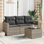 Prolenta premium - salon de jardin 4 pcs avec coussins gris clair r�sine tress�e