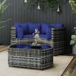 Prolenta premium - salon de jardin 4 pcs avec coussins gris r�sine tress�e