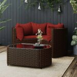 Prolenta premium - salon de jardin 4 pcs avec coussins marron r�sine tress�e