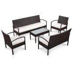 Prolenta premium - salon de jardin 5 pcs avec coussins résine tressée marron Prolenta premium - salon de jardin 5 pcs avec coussins résine tressée marron